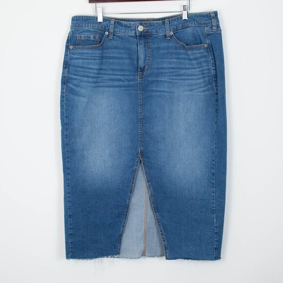 Torrid Womens Blue Maxi Denim Front Slit Skirt Size 16 Boho Classic - Picture 1 of 7